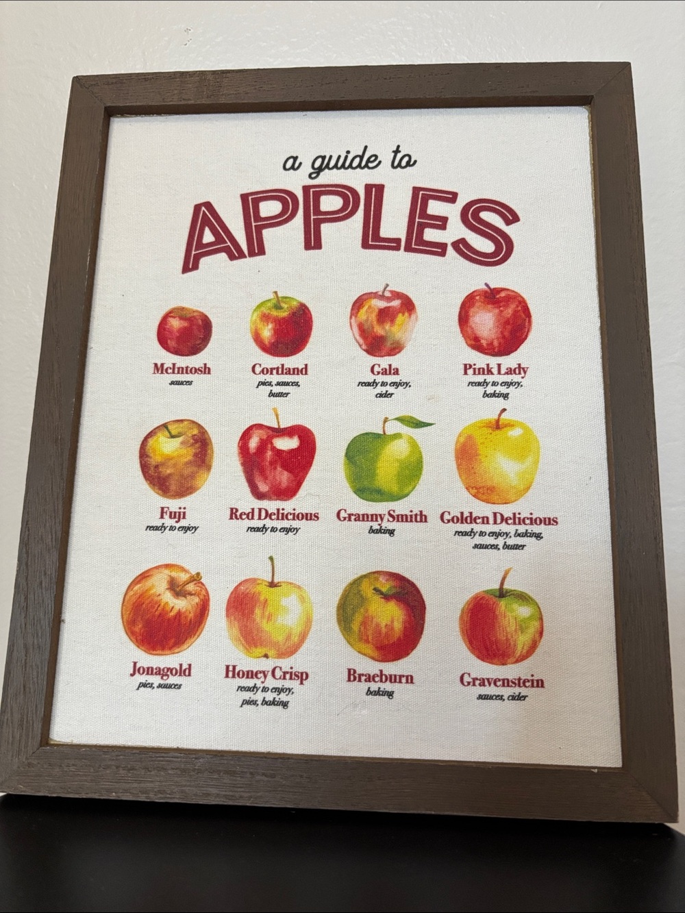 A Guide to Apples Framed Wall Art - Red, Green, Yellow